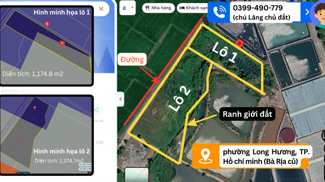 CHÍNH CHỦ BÁN 2 LÔ ĐẤT LIỀN KỀ- P. LONG HƯƠNG, TP. HCM (BÀ RỊA CŨ)